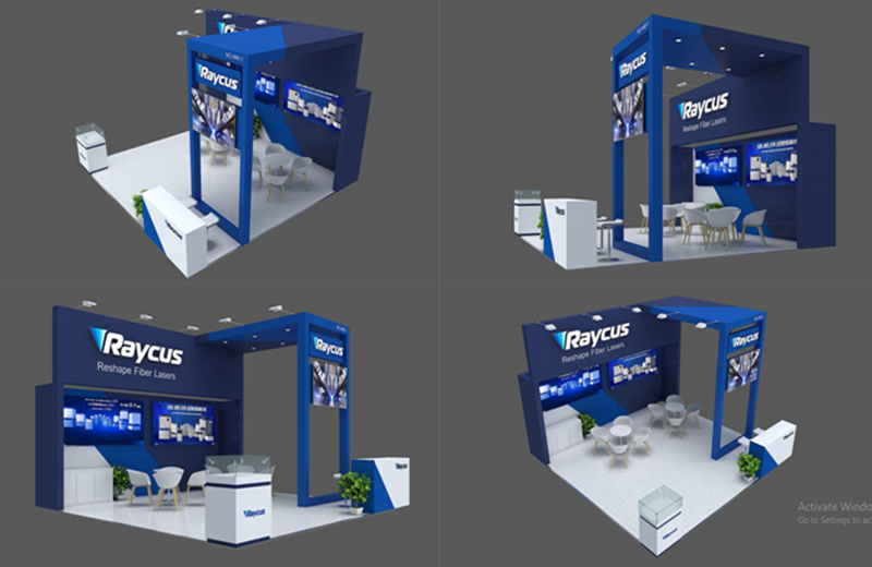 hình ảnh thiết kế gian hàng raycus 2024