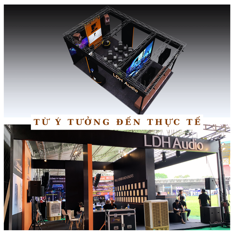 thiết kế dàn dựng thi công gian hàng âm thanh LDH Audio