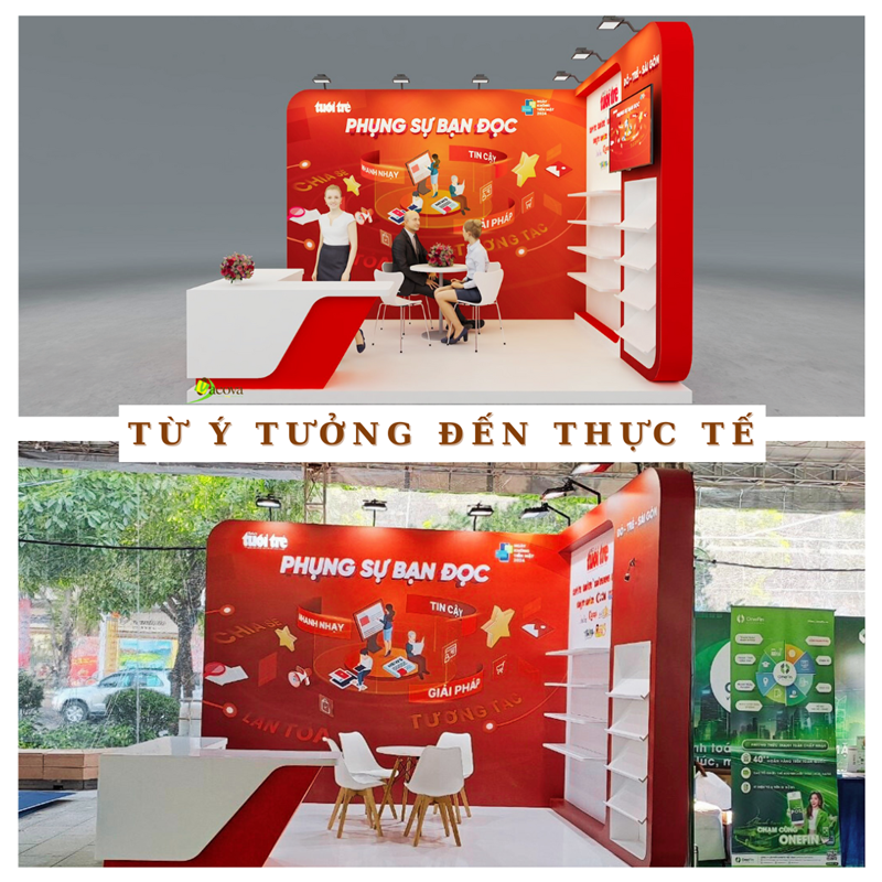 thiết kế và thi công gian hàng hội chợ triển lãm Báo Tuổi Trẻ.